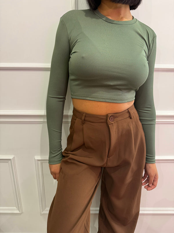 Maglia a costine crop